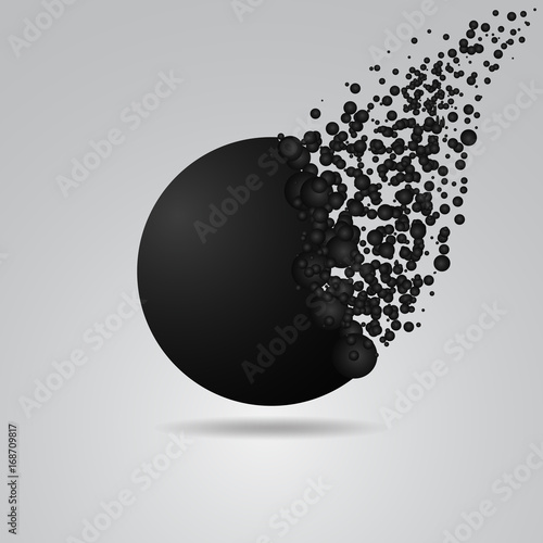 Abstract circle geometric background black explosion broke spread. vector