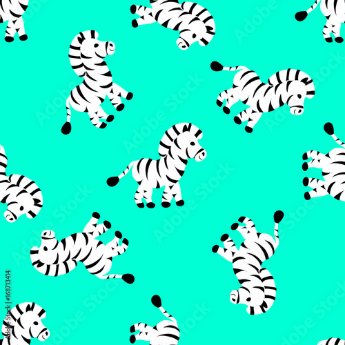 Cartoon Baby  zebra animal flat seamless pattern  