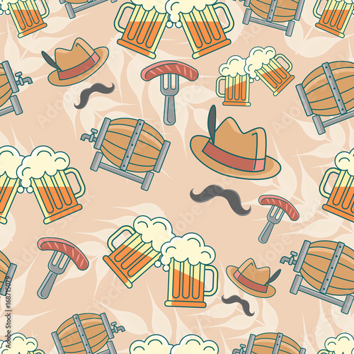 Seamless pattern from German beer attributes