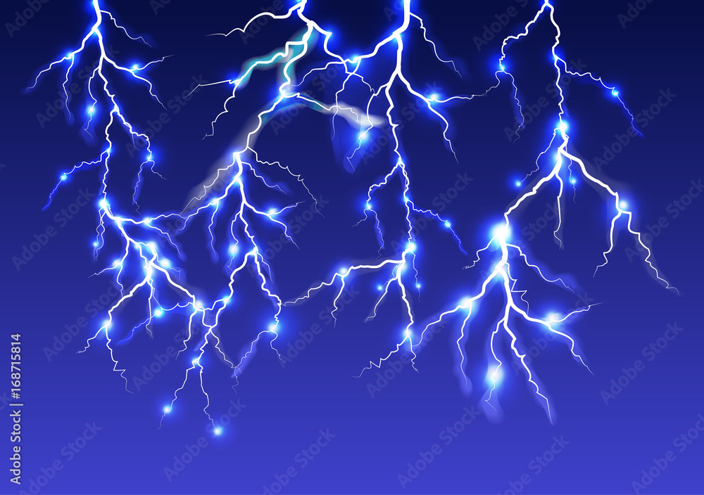 Lightning Set on Transparent Background. Vector