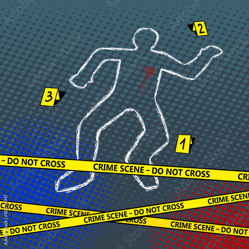 Crime scene body chalk outline pop art vector