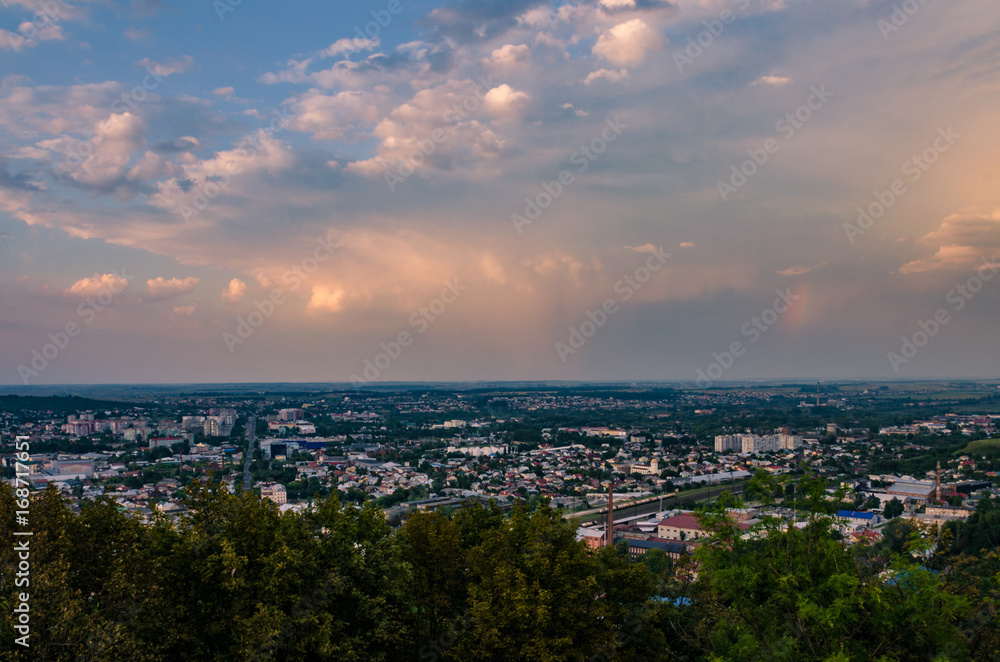 Another Lviv city scape view from the High Castle during sunset in Ukraine