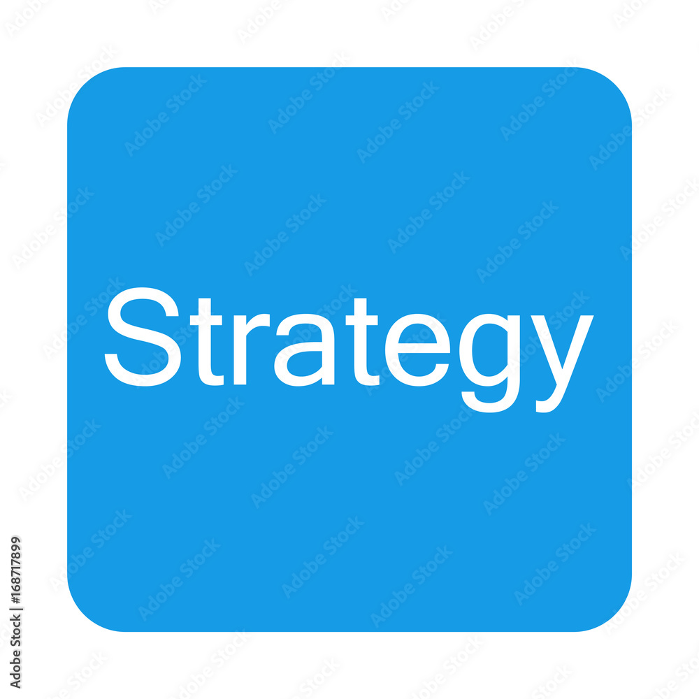 Icono plano Strategy en cuadrado azul Icono plano Strategy en cuadrado azul