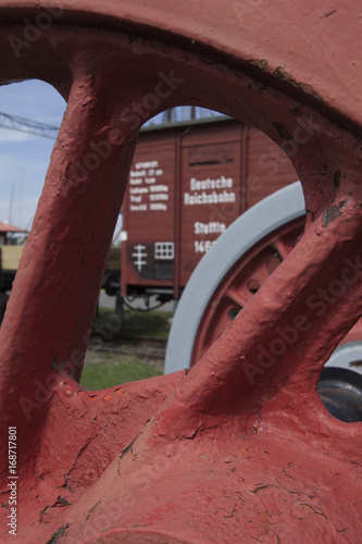 Railway. Train. Steel wheel.City of Rostock Germany harbour. Baltic Sea Mecklenburg Vorpommern. Boats. Hansatic  City photo