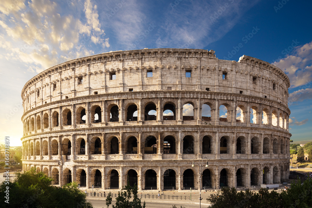 The Colosseum or Flavian Amphitheatre (Amphitheatrum Flavium or Colosseo), Rome, Italy.