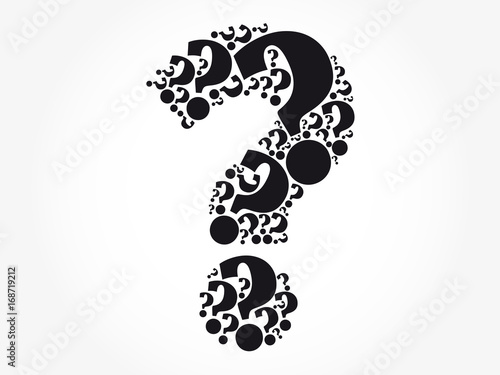 Question mark cloud formed from many question marks collage, business concept background