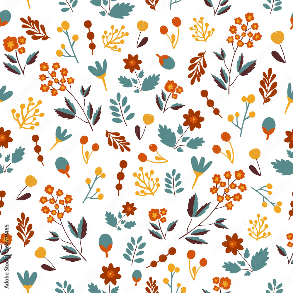 Seamless beautiful floral pattern with herbs and flowers Seamless beautiful floral pattern with herbs and flowers