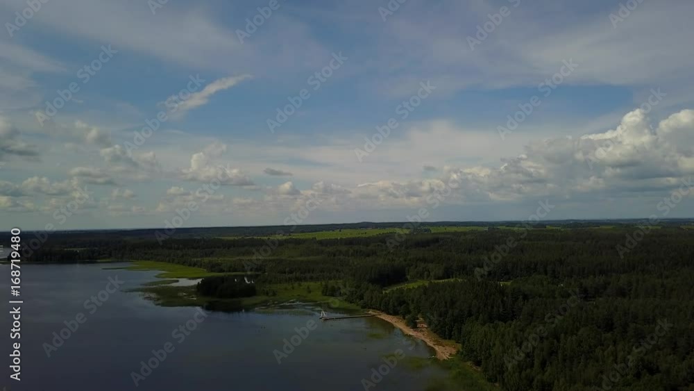 Plateliai lake Lithuania National Water Reserve Aerial drone top view 4K UHD video Plateliai lake Lithuania National Water Reserve Aerial drone top view 4K UHD video