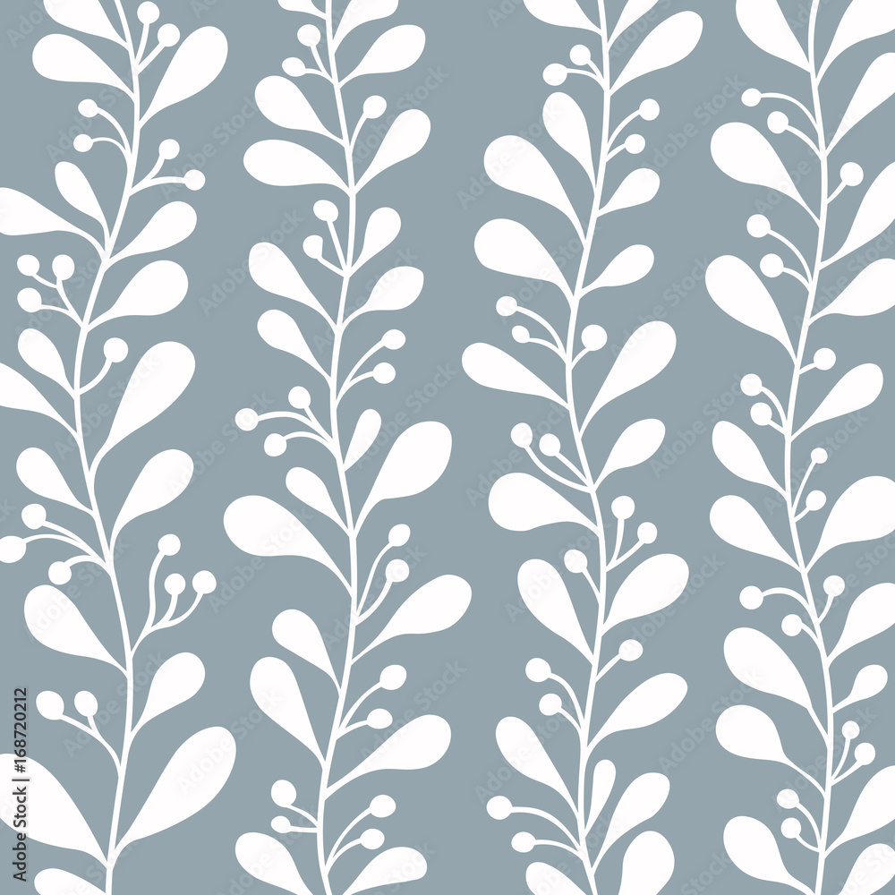Floral pattern with vertical branches and leaves Floral pattern with vertical branches and leaves