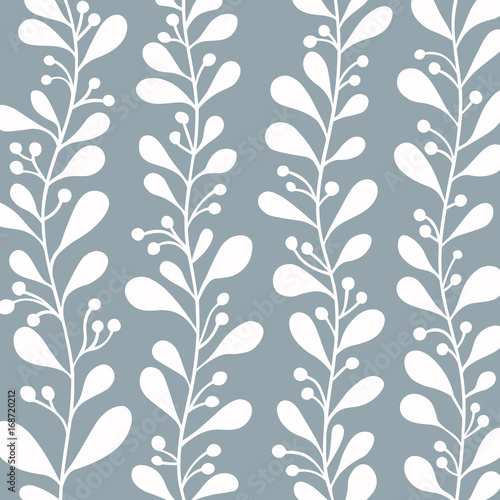 Floral pattern with vertical branches and leaves