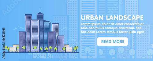 Flat Line design graphic image concept, website elements layout of Urban Landscape. Icons. Vector Illustration.