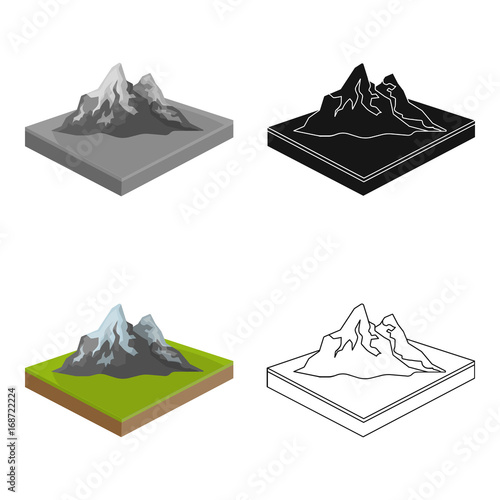 Mountains, rocks and landscape. Relief and mountains single icon in cartoon style isometric vector symbol stock illustration web.