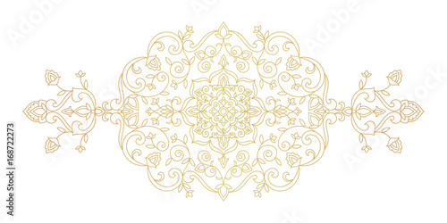 Line art luxury pattern vector. Royal ornament with floral motifs. Oriental indian design element for wedding invitation, greeting or save the date card, bridal shower party or spa beauty flyer.