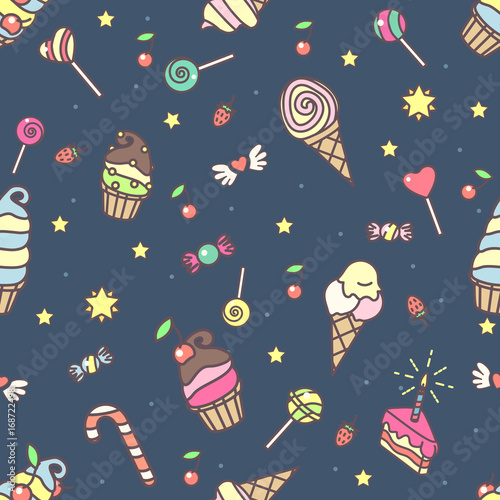 vector seamless pattern. Sweets concept. 004