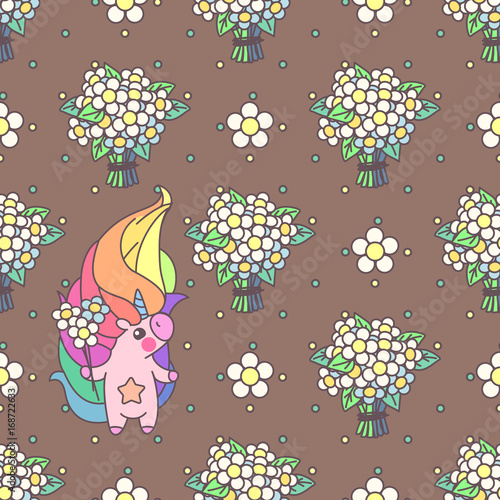 vector seamless pattern. Unicorns time concept. 007