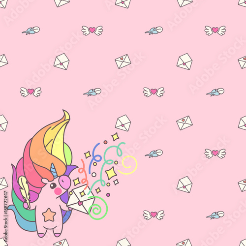 vector seamless pattern. Unicorns time concept. 008