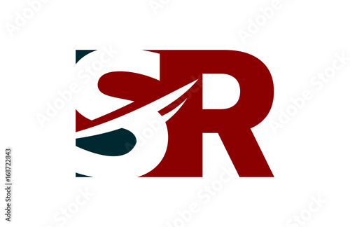 SR Red Negative Space Square Letter Logo