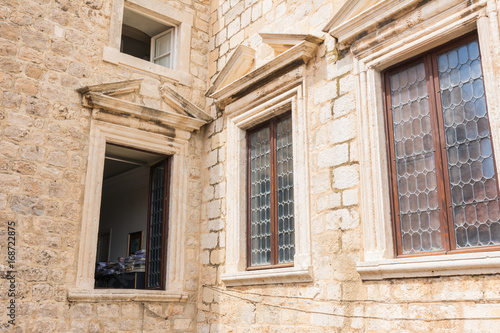 Architectural Detail Old European Fortress Windows Medieval Dubrovnik Croatia Open Office