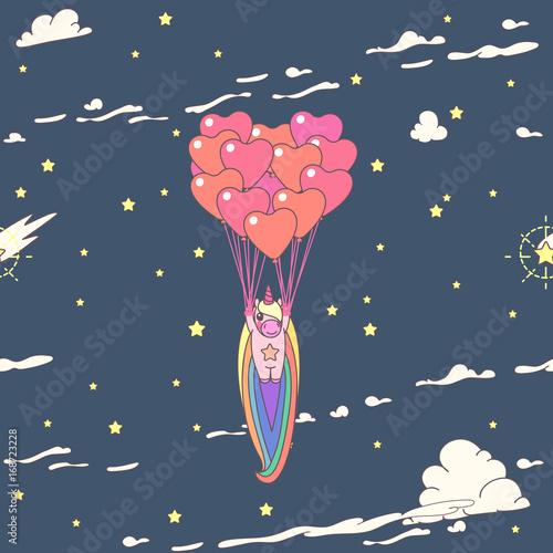 vector seamless pattern. Unicorns time concept. 020

