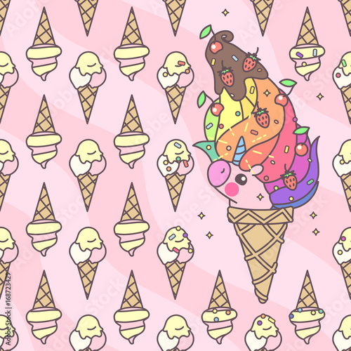 vector seamless pattern. Unicorns time concept. 028
