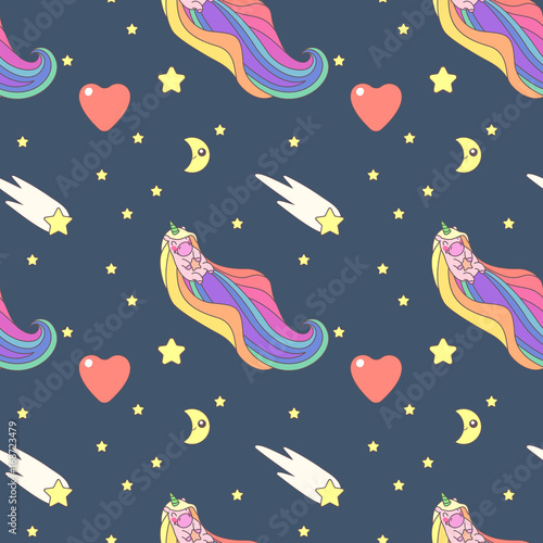 vector seamless pattern. Unicorns time concept. 024
