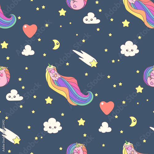 vector seamless pattern. Unicorns time concept. 023
