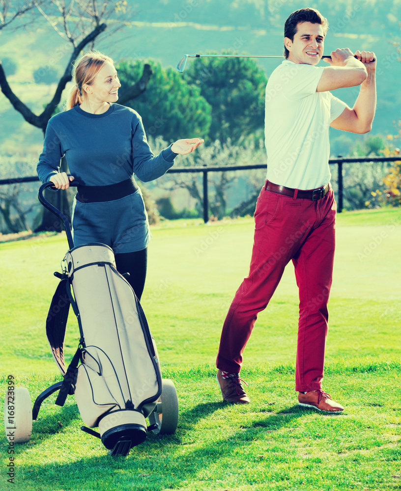 Obraz premium Golf partners playing together