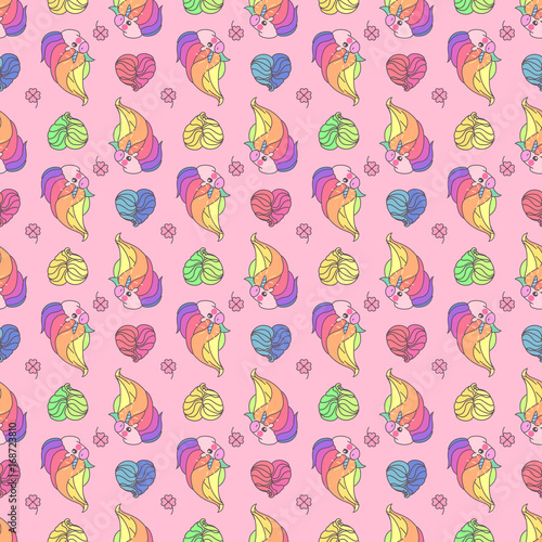 vector seamless pattern. Unicorns time concept. 030