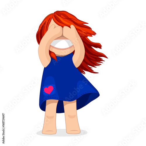 vector redhead girl graphic. covering face