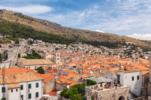 Famous Orange Rooftops of Dubrovnik Croatia Cityscape Aerial View Walking Along Fortress Walls © hunterbliss