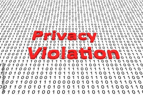 Privacy violation in the form of binary code, 3D illustration