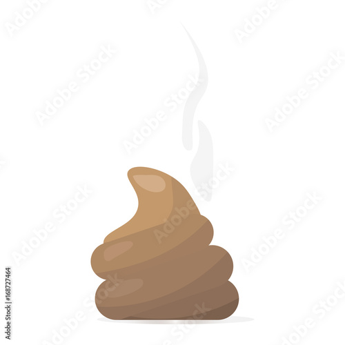 Poop flat cartoon vector icon. Poo or shit emoji or emoticon.