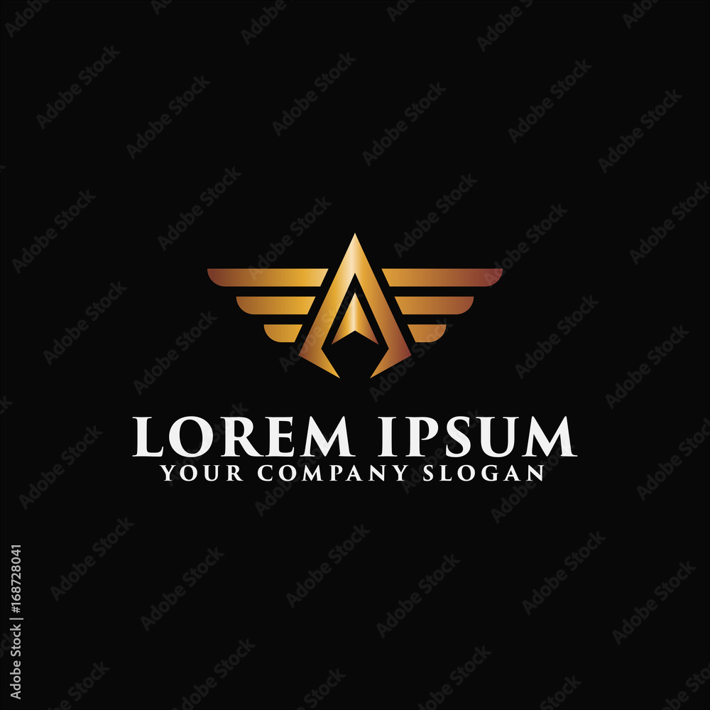 Letter A luxury wings logo design concept template Letter A luxury wings logo design concept template