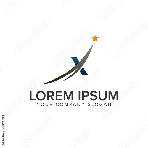 letter x with star logo design concept template
