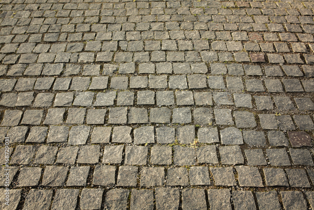 Background of paving stones at the street in the city center