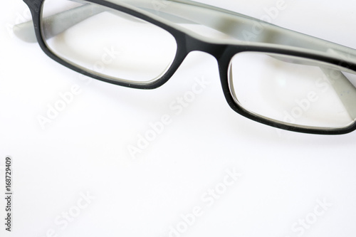 old glasses on white background