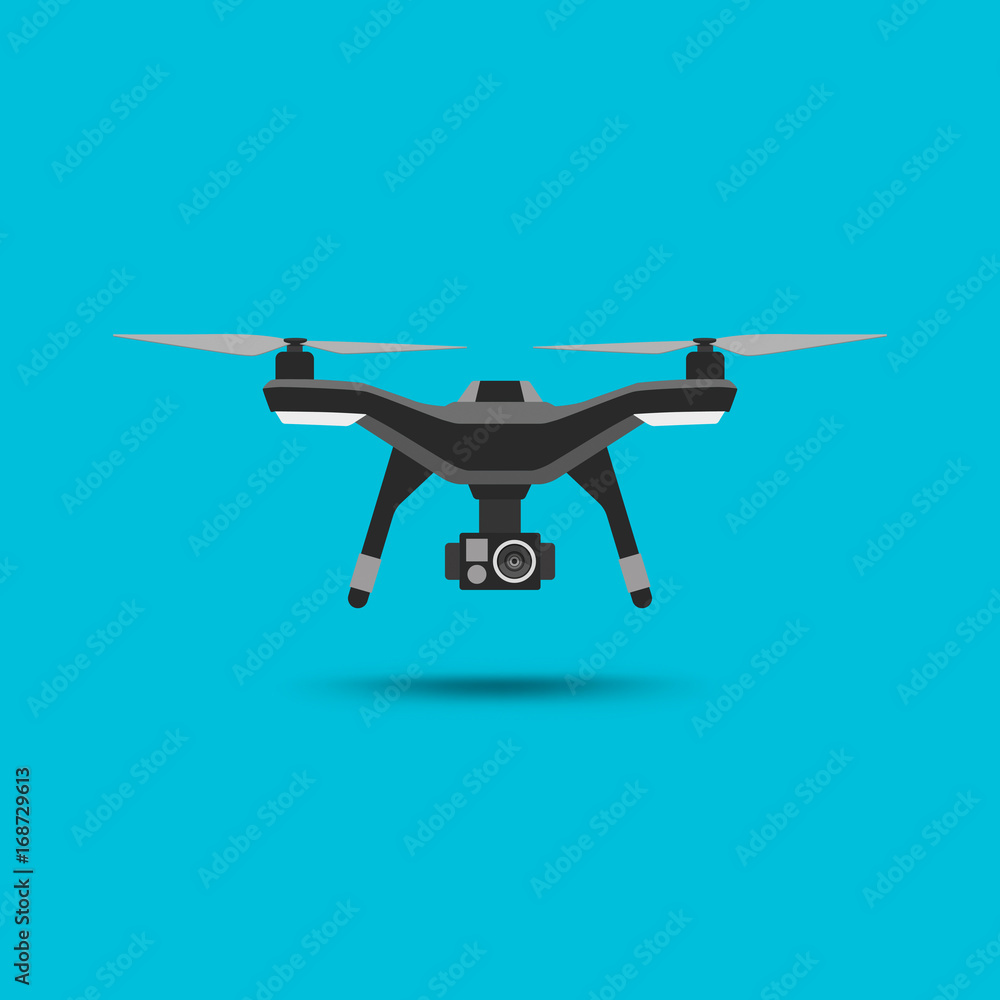 Drone icon. Copter or quadcopter with camera modern design. Drone icon. Copter or quadcopter with camera modern design.