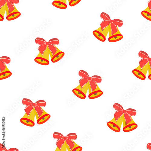 Seamless pattern from hand bells and bows. 