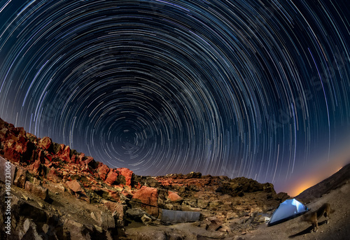 Night landscape in the Negev desert. Israel. Interval shooting. photo