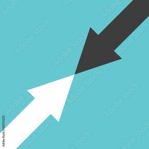 Two arrows, opposition concept