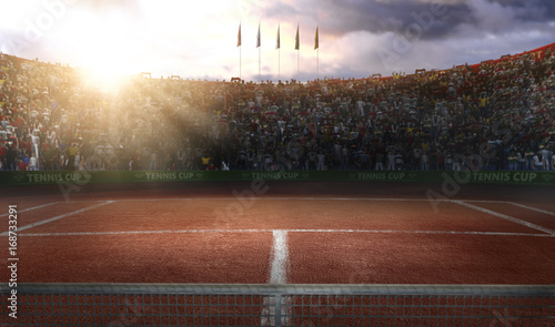 Tenis ground court grande arena 3d rendering