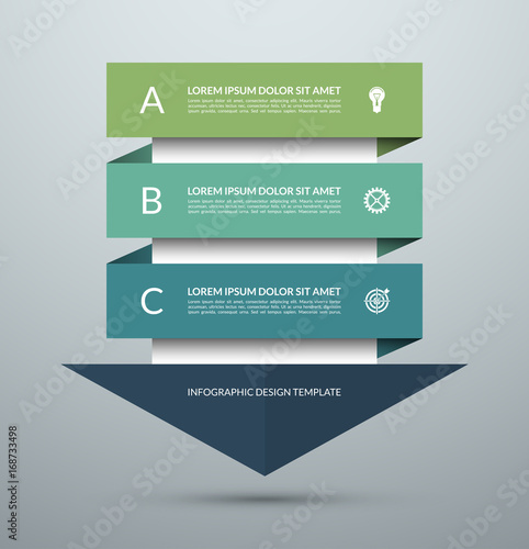 Arrow infographic concept. Business template with 3 steps, options, parts. Can be used for workflow layout, diagram, chart, step by step infographics, web design. Vector illustration