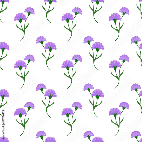 Seamless background image colorful botanic flower leaf plant purple carnations