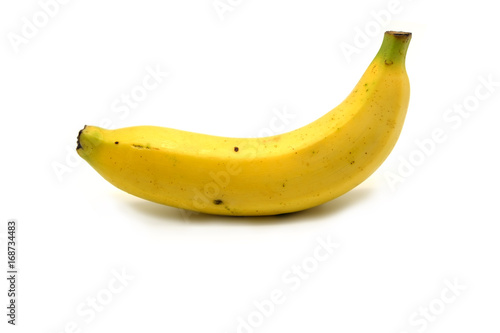 A yellow banana on white background with clipping path.