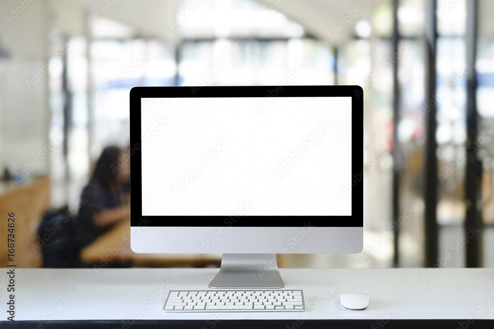 Comfortable computer pc workplace with modern computer with empty screen. Comfortable computer pc workplace with modern computer with empty screen.