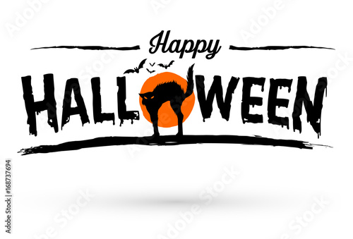 Happy Halloween Text Banner, Vector