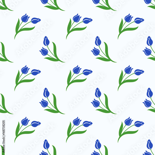 Seamless background image colorful botanic flower leaf plant blue tulip