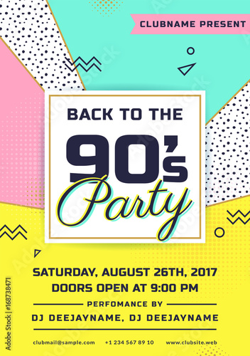 Retro party invitation. Trendy flyer template.
