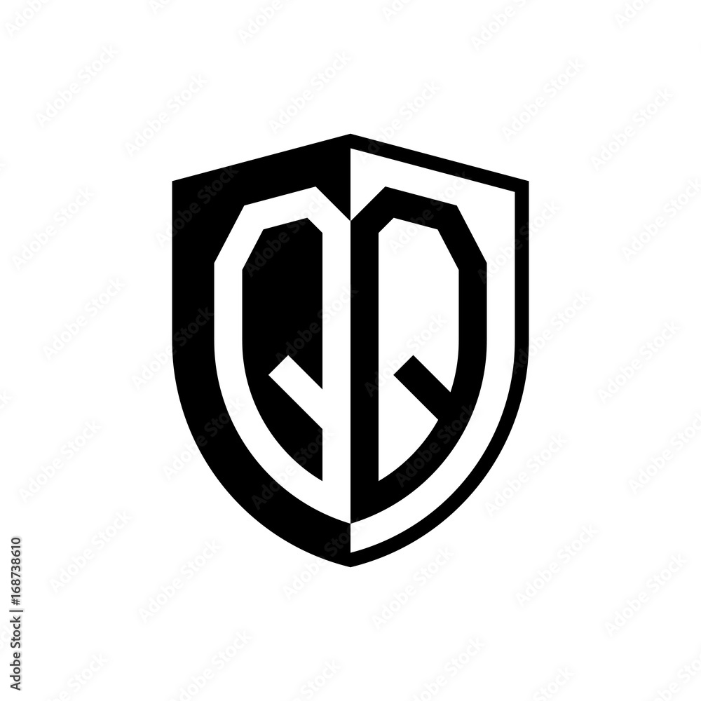 Initial two letter logo shield vector black Initial two letter logo shield vector black