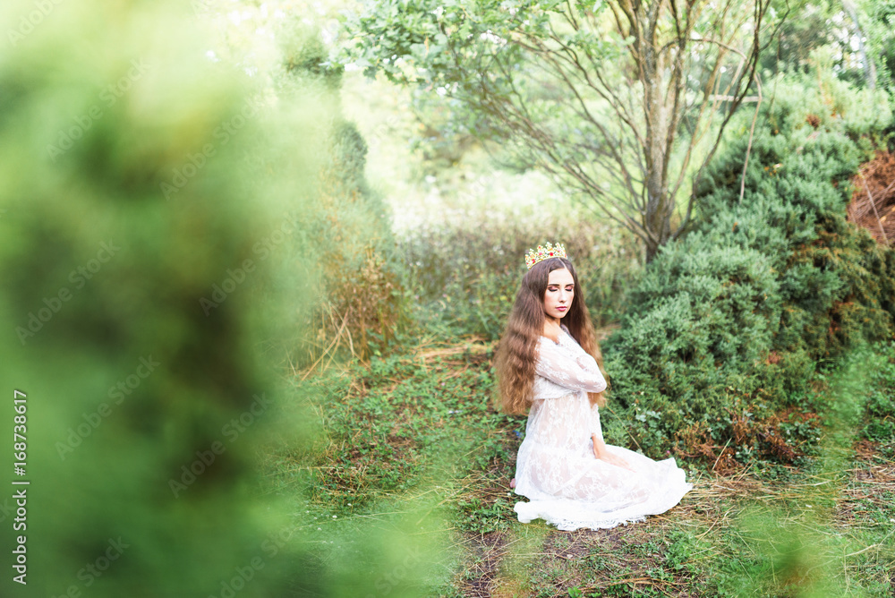 beautiful girl. fantasy young woman in woods